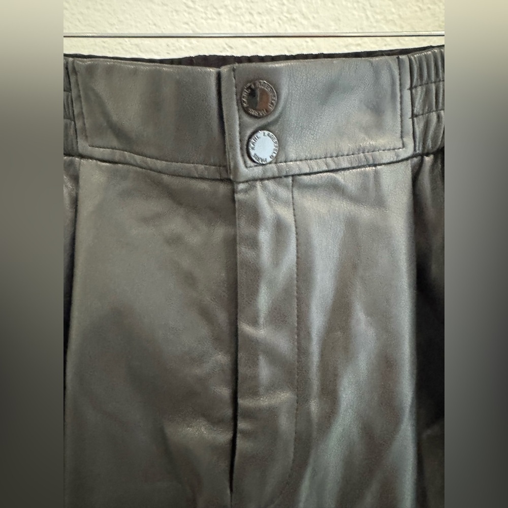 Karl Lagerfeld High Waist Faux Black Leather Shorts - Picture 6 of 6